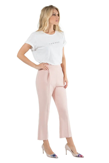 Cropped Straight Pant with Subtle Flare  Pleated Front & Hidden Zip Closure