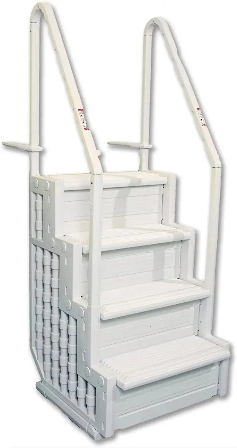 Easy Pool Above-Ground Swimming Pool Step  Deck-Mounted Entry Ladder with Safety Rails