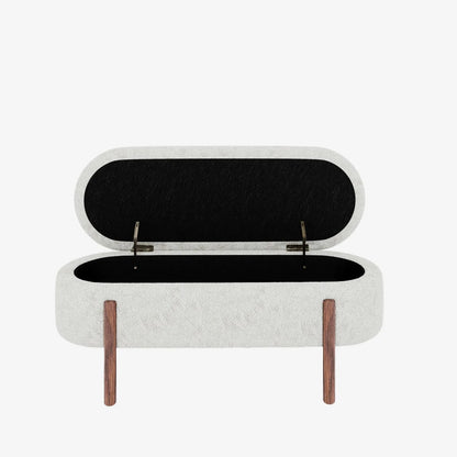 Marianne   Banc coffre de rangement en tissu boucl  cr me
