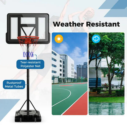 Portable Height-Adjustable Basketball Hoop  10-Foot Goal with 44-Inch Shatterproof Backboard