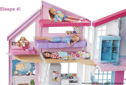 Barbie Malibu House Dollhouse Playset with 25+ Furniture and Accessories (6 Rooms)
