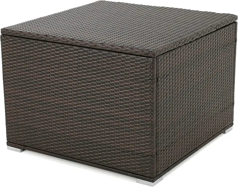 Samoa Multibrown Woven Resin Storage Box  Indoor/Outdoor Accent Bin