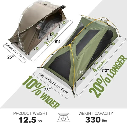1-Person Off-Ground Cot Tent Combo  Waterproof, Elevated Sleeping System with Quick-Setup Design
