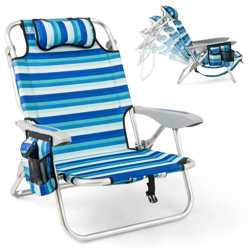 High-Capacity Backpack Folding Chair  330 lb Support, Four-Position Recline & Adjustable Headrest