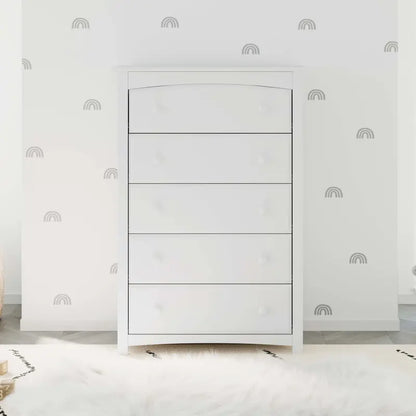 Kenton 5-Drawer Modern White Vertical Dresser