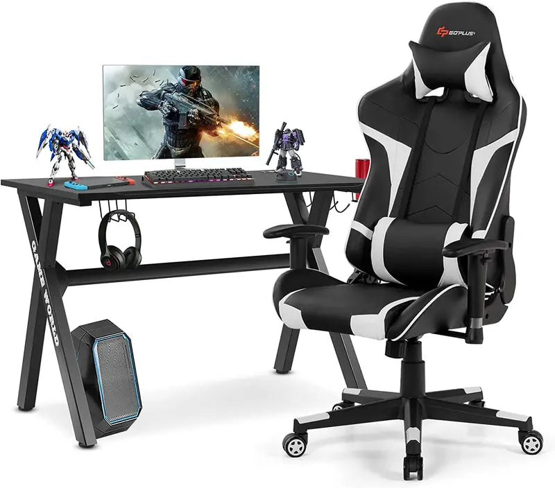 X-Frame Esports Desk and PVC Racing Chair Combo for Gamers