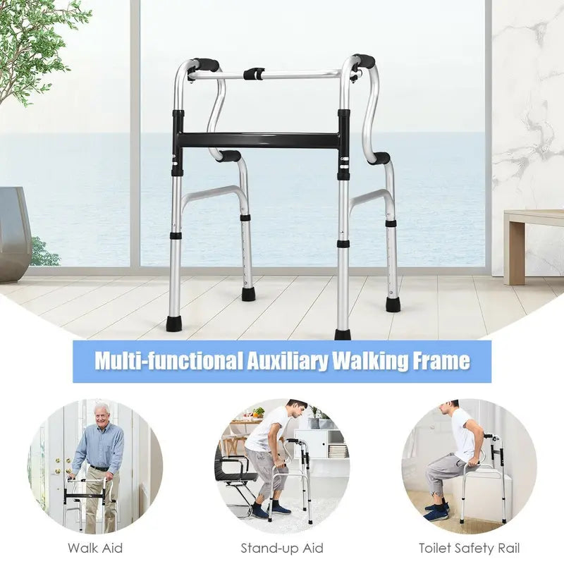 Heavy-Duty Folding Walker  FDA-Certified Support Frame with Toilet Armrests (400 LB Capacity)