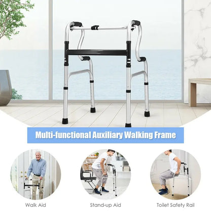 Heavy-Duty Folding Walker  FDA-Certified Support Frame with Toilet Armrests (400 LB Capacity)