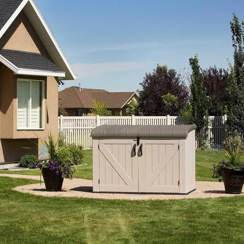Lifetime 75 Cubic Foot Horizontal Storage Shed  Durable Resin Construction for Yard or Garage Use