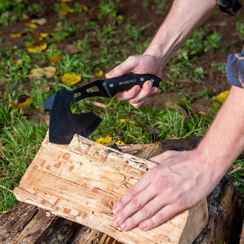 WORKPRO Full-Tang Axe and Fixed-Blade Knife Set with Nylon Sheath