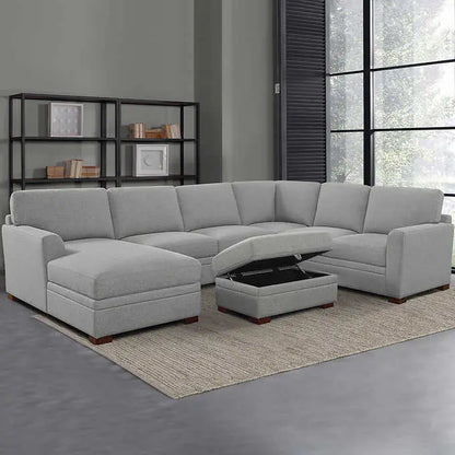 Thomasville Langdon Fabric Sectional  Contemporary Living Room Set with Storage Ottoman