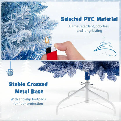 6-Foot Blue Gradient Snow-Flocked Unlit Artificial Christmas Tree with 435 Lush Branch Tips