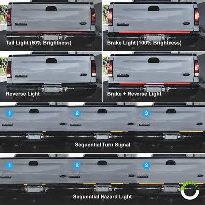 49 LED Tailgate Brake Light Bar for Truck & Trailer with Sequential Turn Signals