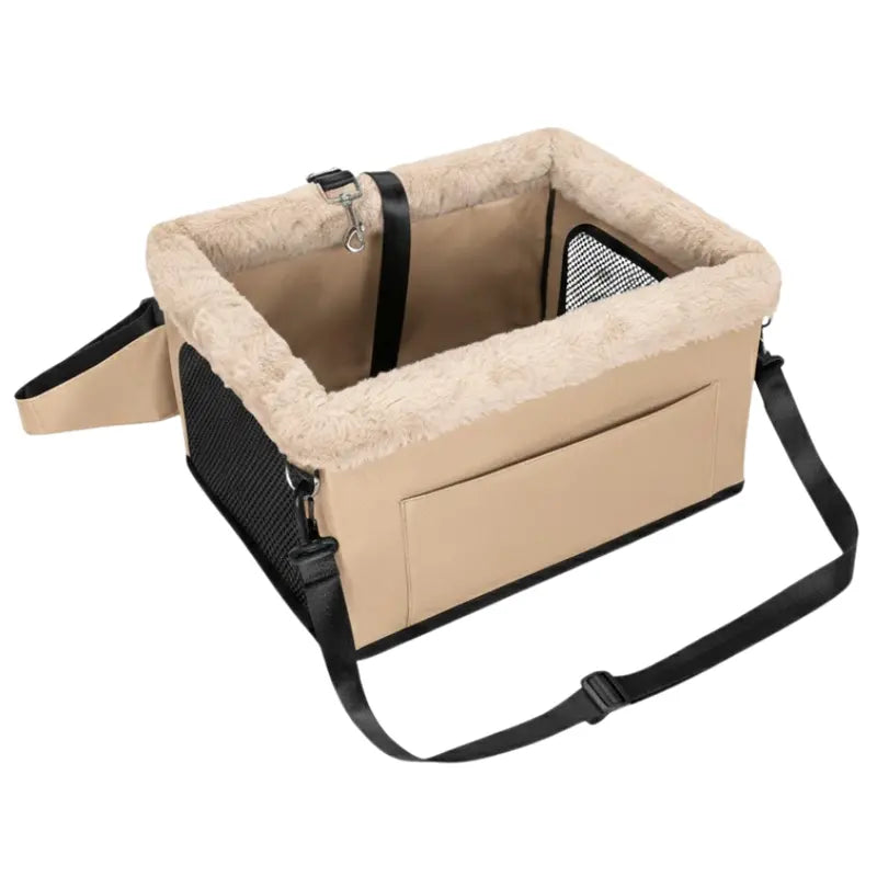 Reinforced Metal-Frame Pet Booster Seat (20-Lb Capacity) with Built-In Storage Pockets