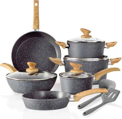 Kitchen Academy 12-Piece Granite Nonstick Induction Cookware Set in Emerald Green