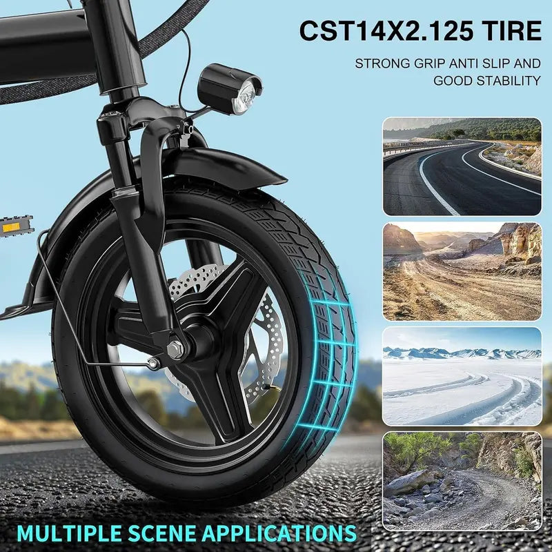 Foldable Commuter E-Bike for Adults & Teens  48V, 24 MPH, Compact City-Ready Design