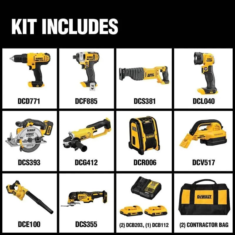 DEWALT DCK1020D2 20V MAX 10-Piece Cordless Tool Combo Kit