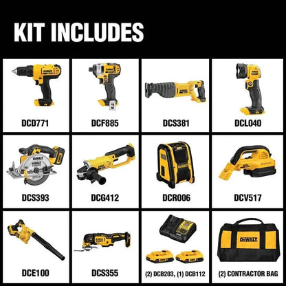 DEWALT DCK1020D2 20V MAX 10-Piece Cordless Tool Combo Kit