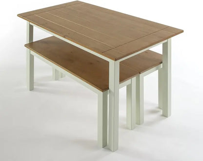 White Farmhouse-Style Dining Table—Table-Only Option with Rustic Charm for Kitchens and Open-Concept Living Areas