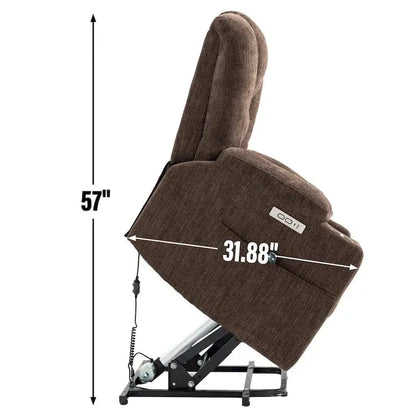 Electric Power Lift Recliner with Massage, Heat, USB-C Ports, and Dual Steel Cup Holders