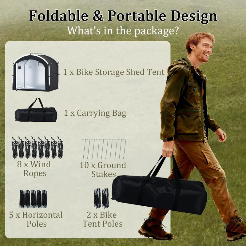 7.2 x 4.9 FT Outdoor Bike Storage Shed with Waterproof 210D Oxford Fabric Cover