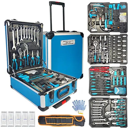 799-Piece Aluminum Household Tool Trolley  Modular Rolling Workbench for Home or Workshop Organization