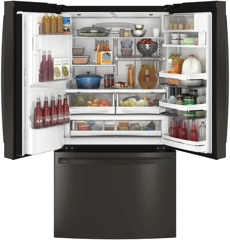 PFE28KBLTS French Door Refrigerator  36-Inch, Black Stainless Steel, Advanced Cooling System