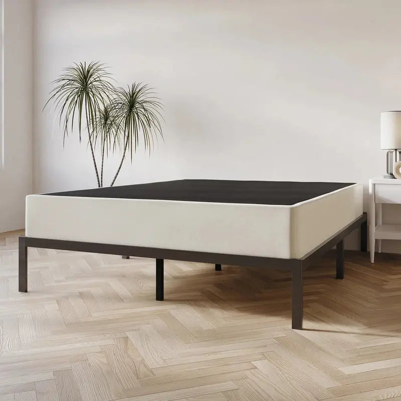 CraftPorch Solid Wood Box Spring Foundation  8-Inch Low-Profile Base with Reinforced Wooden Slats for Mattress Support