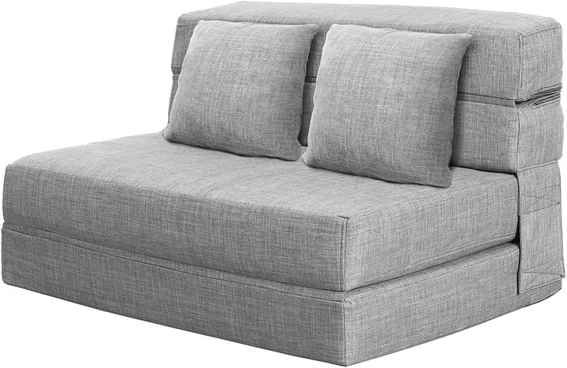 60-Inch Pull-Out Sofa Bed with Memory Foam Mattress, Two Pillows & Futon-Style Guest Bed Design
