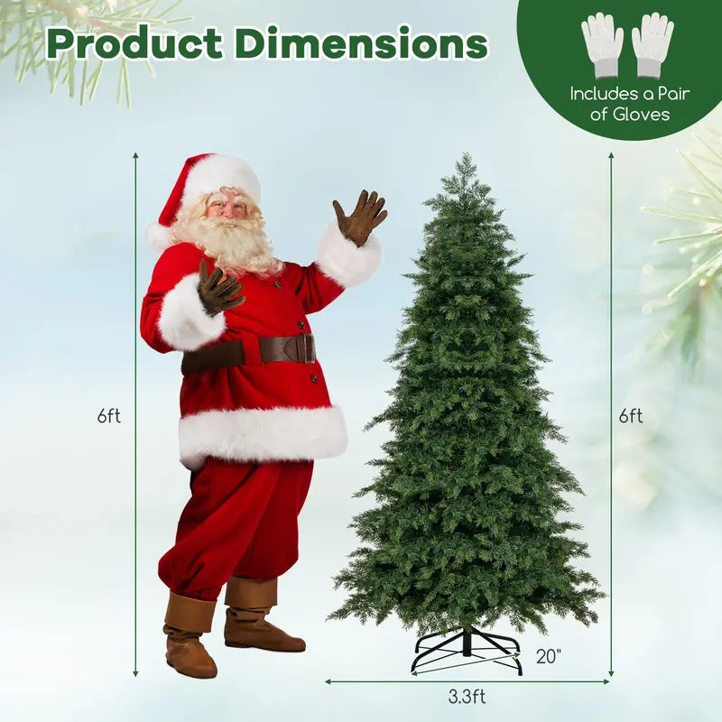 6-Foot Unlit Hinged Artificial Christmas Tree  Compact Green Holiday Tree with 721 Realistic Branch Tips