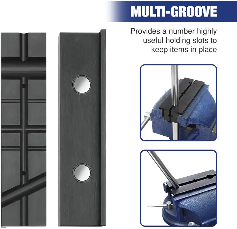 WORKPRO Magnetic Vise Jaw Pad Set  Multi-Groove & Aluminum Protectors