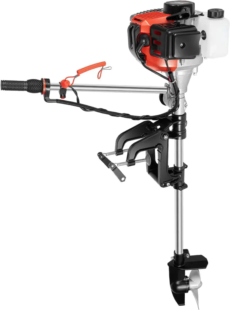 52cc 2-Stroke 2.3HP Air-Cooled Outboard Motor for Fishing Boats  Manual Pull Start, CDI Ignition & 3-Blade Propeller