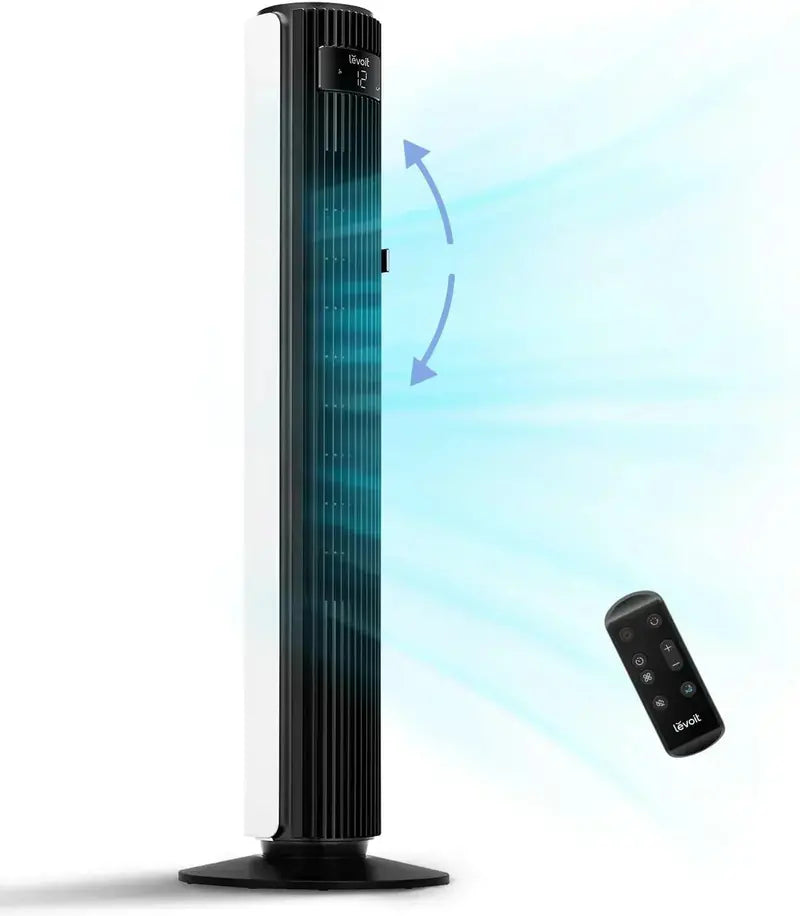LEVOIT Tower Fan for Bedrooms  Ultra-Quiet 28dB Standing Fan with Remote & 12-Hour Timer