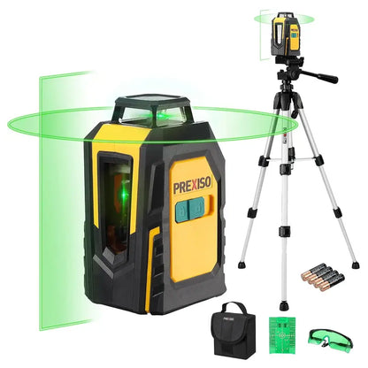 PREXISO 360° Self-Leveling Green Cross Line Laser with Tripod, 100Ft Range, Adjustable Modes