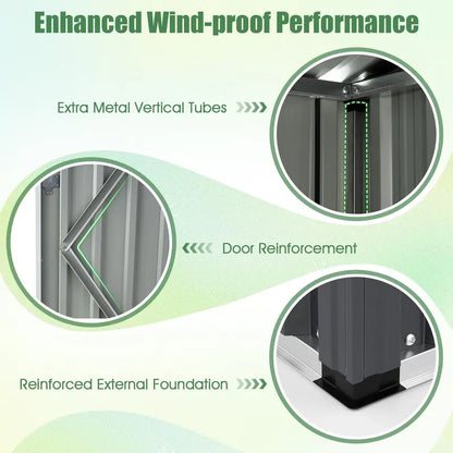 5′ x 3′ Compact Metal Storage Shed — Sloped-Roof Tool House with Ventilation & Lockable Door