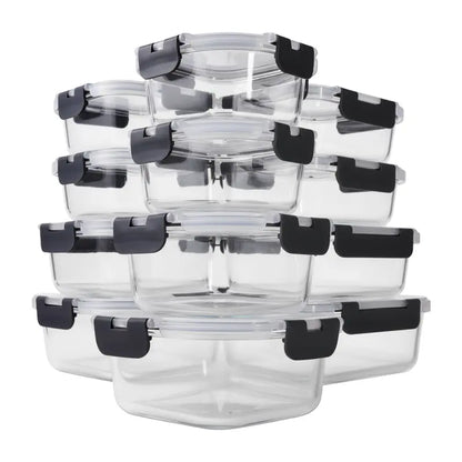 12-Piece Borosilicate Glass Food Storage Set with Airtight Lids & Stackable Design