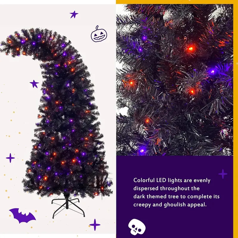 7-Foot Matte Black Artificial Christmas Tree  Versatile Holiday & Gothic Decor
