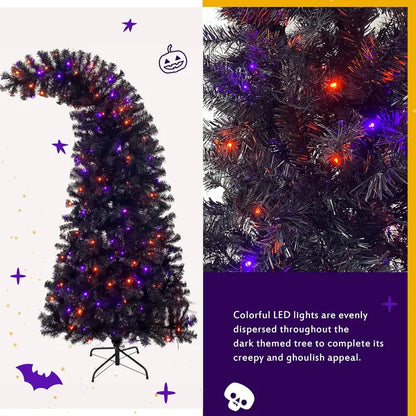 7-Foot Matte Black Artificial Christmas Tree  Versatile Holiday & Gothic Decor