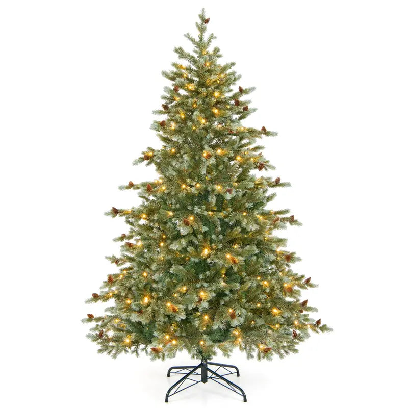 6 ft Pre-Lit Full-Profile Artificial Christmas Tree  Hinged Pine-Style Xmas Tree with 240 Warm White LEDs
