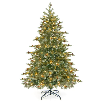 6 ft Pre-Lit Full-Profile Artificial Christmas Tree  Hinged Pine-Style Xmas Tree with 240 Warm White LEDs