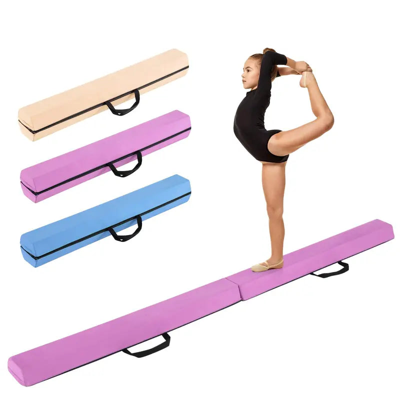 7-Foot Foam Balance Beam — Gymnastics Training Equipment with Removable Suede Cover