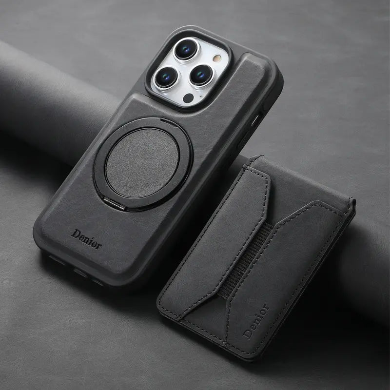 Magnetic Leather Wallet Case for iPhone  MagSafe Compatible with Card Slot