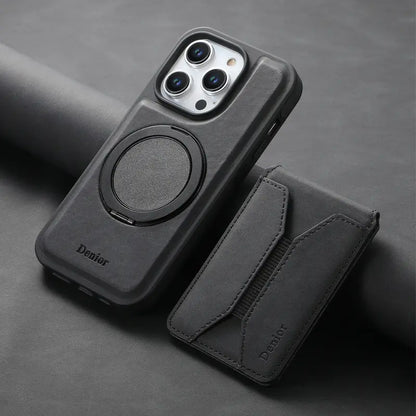 Magnetic Leather Wallet Case for iPhone  MagSafe Compatible with Card Slot