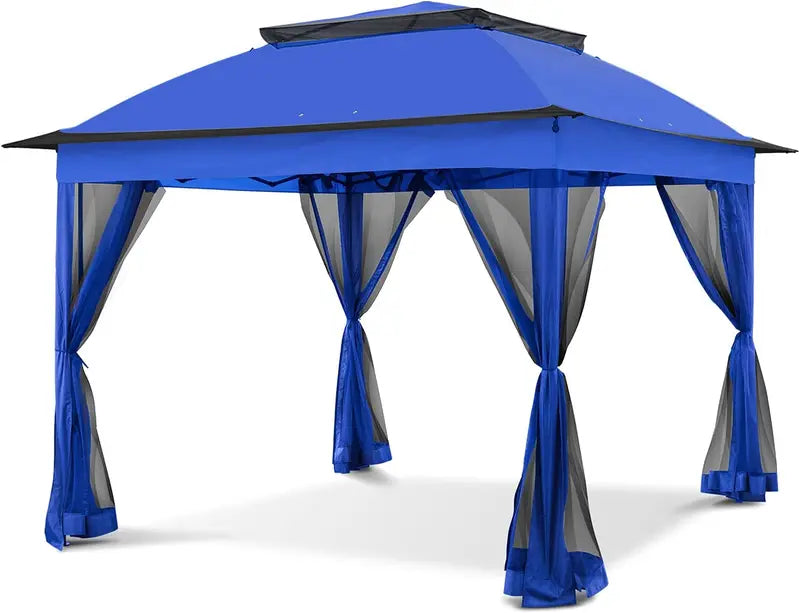 COOS BAY 11′ x 11′ Instant Gazebo: UPF 50+ Water-Resistant Canopy with Integrated Mesh Netting, Quick-Deploy Design, and 121 Sq Ft Coverage