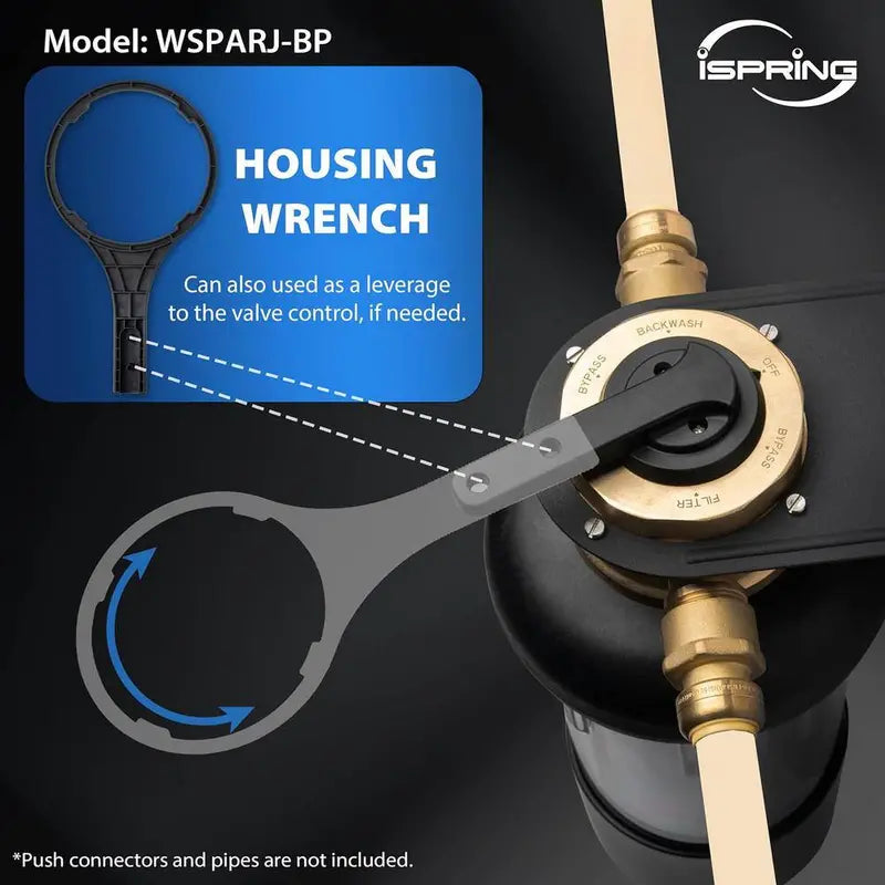WSP200ARJ-BP Reusable Spin-Down Whole House Water Filter with Touch-Screen Auto Flushing & Bypass, Black