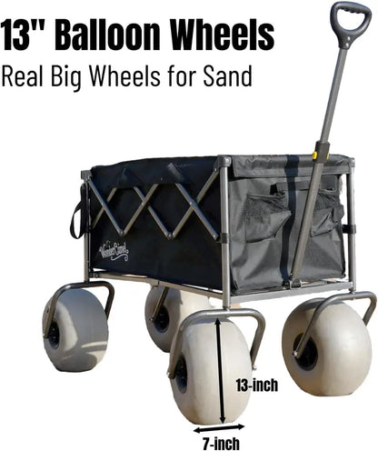 Collapsible All-Terrain Beach Wagon  13″ Balloon Wheels, 185L Capacity, Lightweight & Foldable