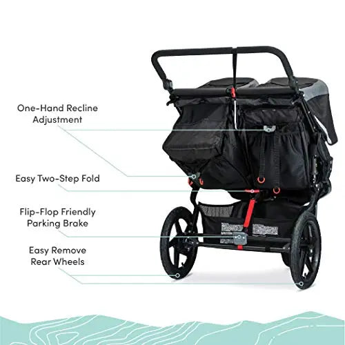 BOB Gear Revolution Flex 3.0 Duallie Stroller  Premium Double Jogging Stroller in Graphite Black