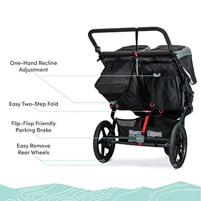 BOB Gear Revolution Flex 3.0 Duallie Stroller  Premium Double Jogging Stroller in Graphite Black