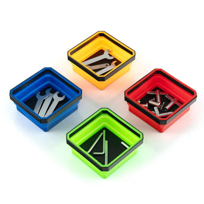 Set of 4 Collapsible Silicone Small-Parts Bowls for Organization