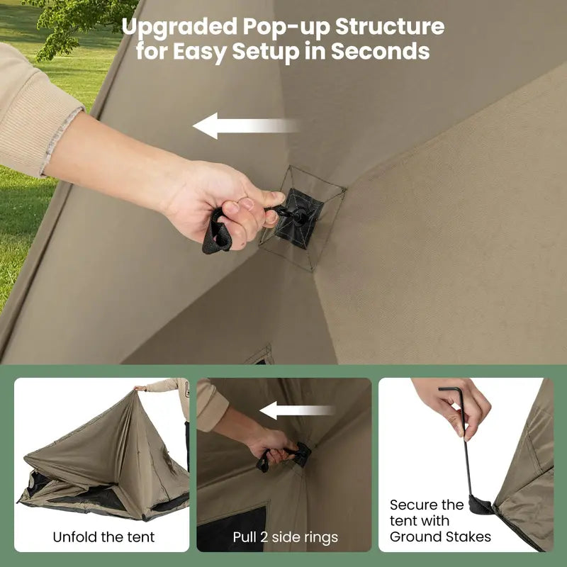 Pop-Up Family Camping Tent for 46 People Featuring Skylight, Three Doors, and Full Rainfly